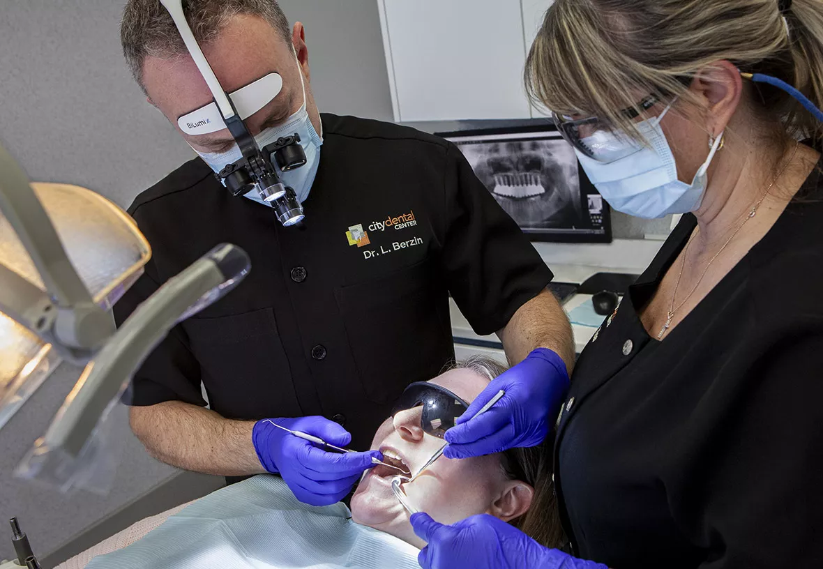 Patient at a check-up at Dr. Berzin Dental Implants